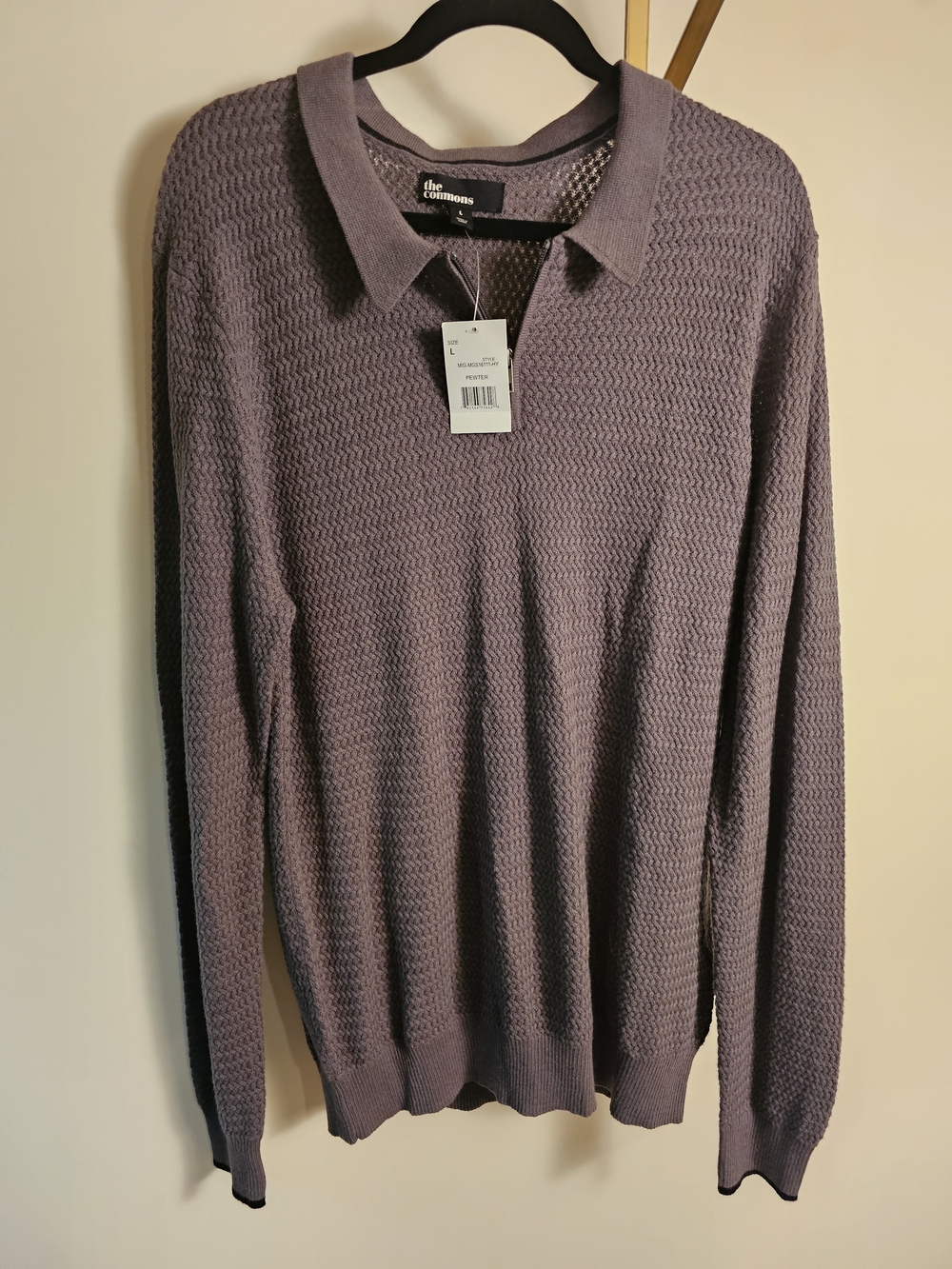 The Commons Men's Textured Collar Sweater - Gray